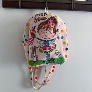 Vintage Falcony‎ Pink Brad BackPack Day Bag Velvet Beaded Girly Purse Gold Rose